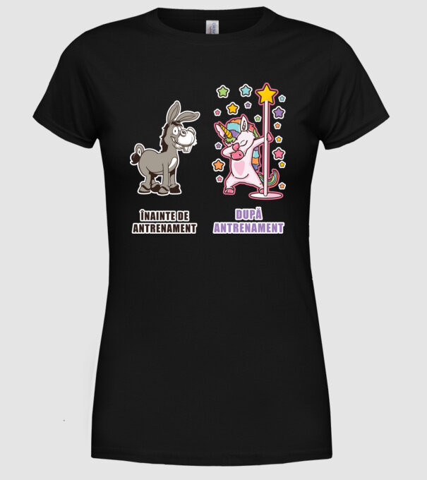 Înainte de antrenament - După antrenament model negru pe tricou