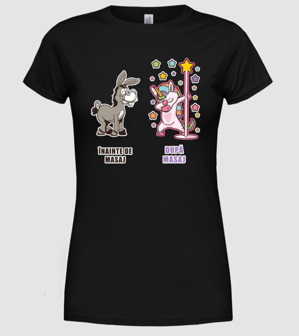 Înainte de masaj - După masaj model negru pe tricou