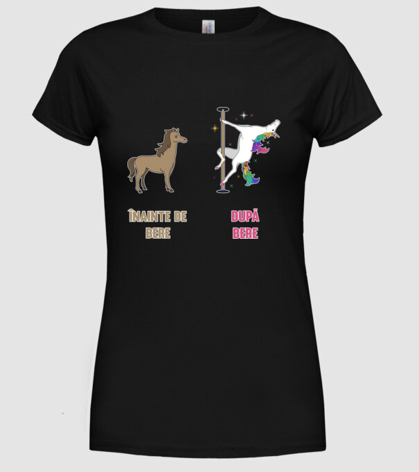 Înainte de bere, după bere... model negru pe tricou