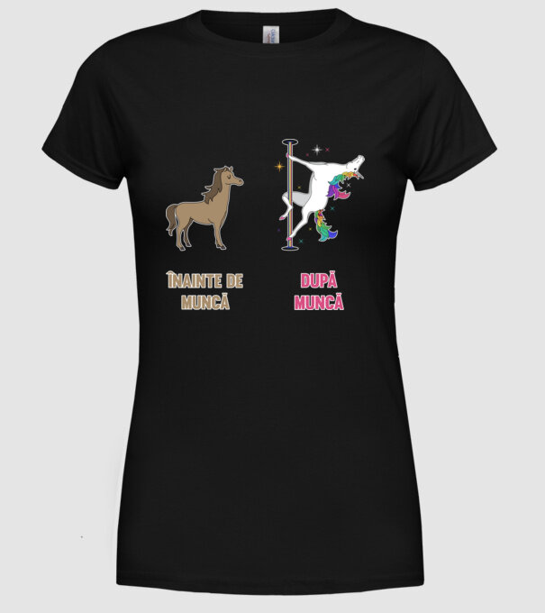 Înainte de muncă - după muncă model negru pe tricou