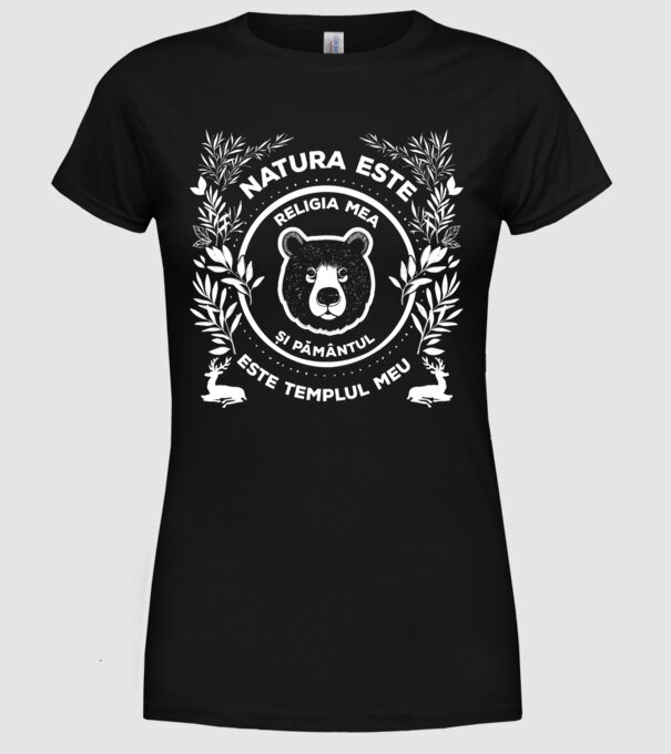 Natura este religia mea și pământul este templul meu model negru pe tricou