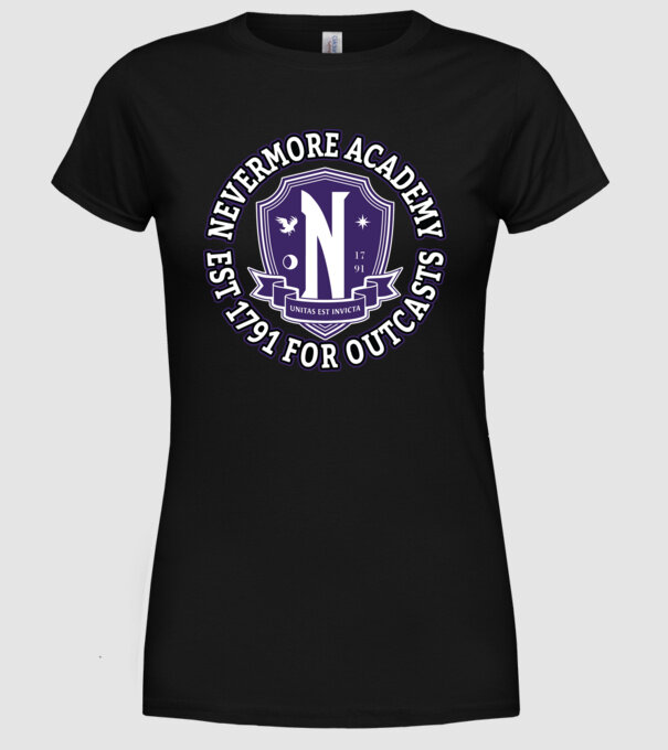 Nevermore academy model negru pe tricou