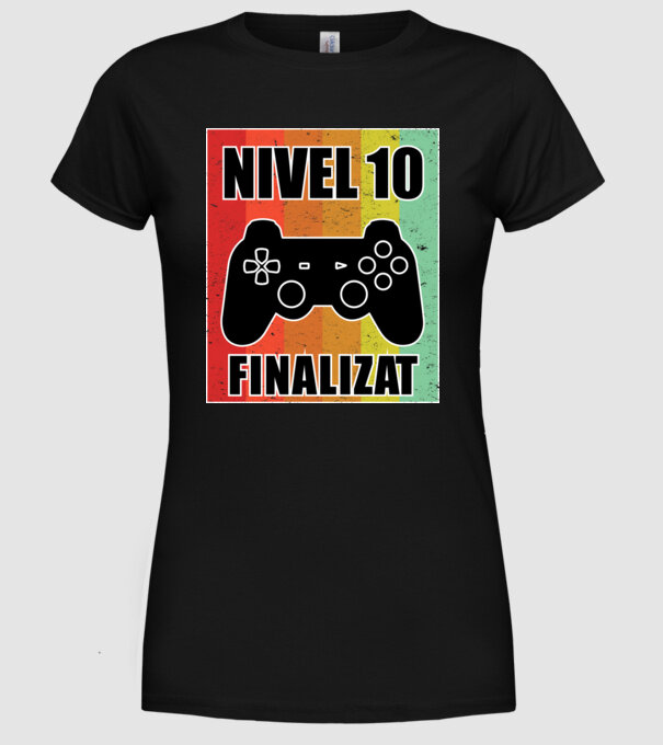 Nivel 10 finalizat model negru pe tricou