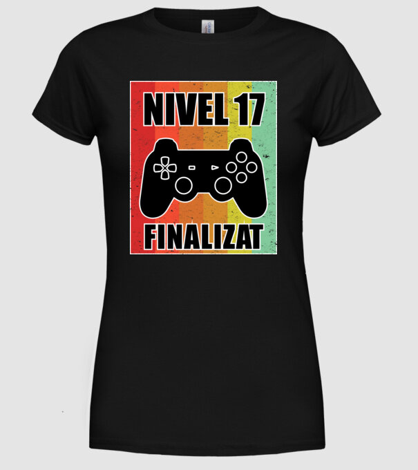 Nivel 17 finalizat model negru pe tricou