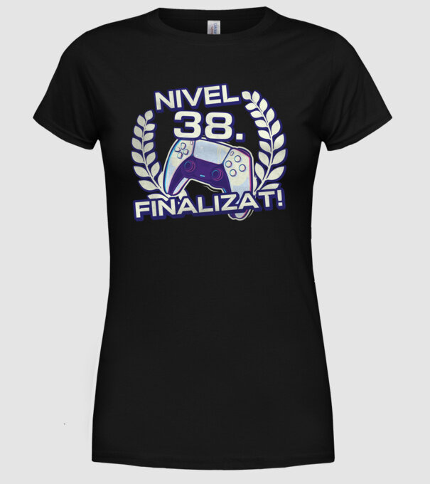 Nivel 38 finalizat! model negru pe tricou