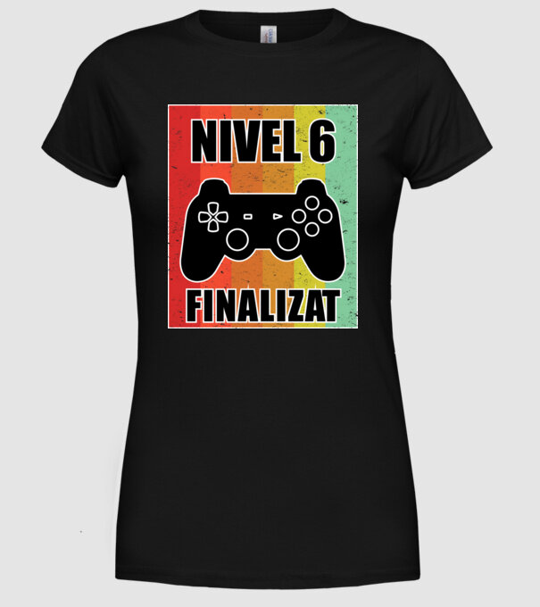 Nivel 6 finalizat model negru pe tricou