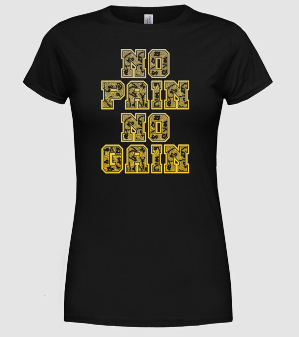 No Pain No Gain model negru pe tricou