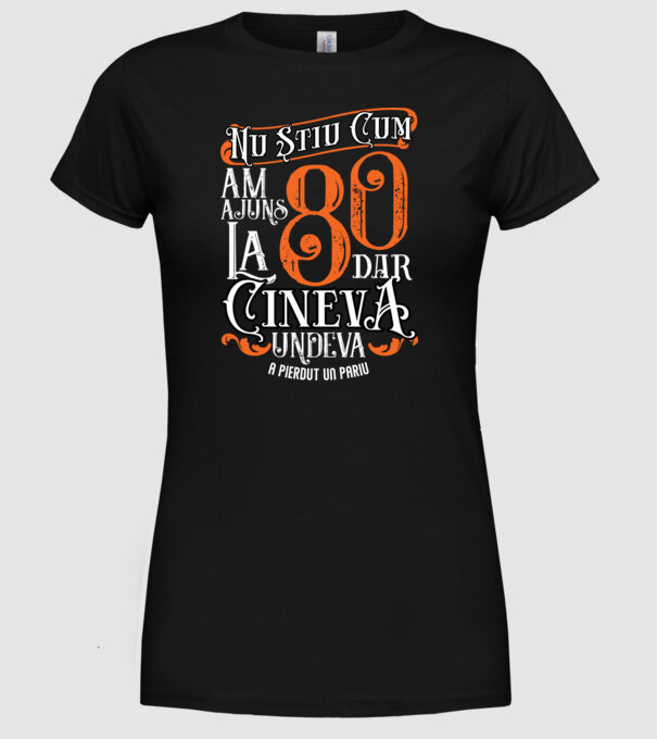 Nu știu cum am ajuns la 80, dar cineva, undeva, a pierdut un pariu model negru pe tricou