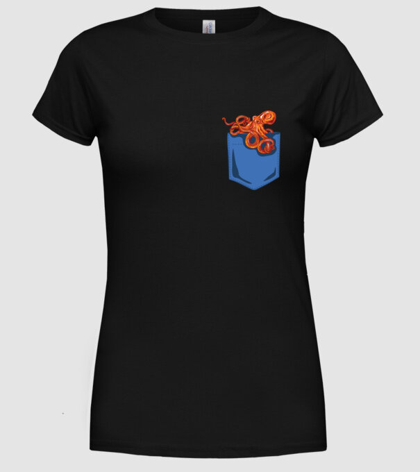 Octopus model negru pe tricou