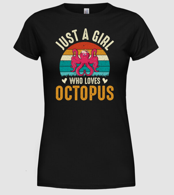 Octopus model negru pe tricou