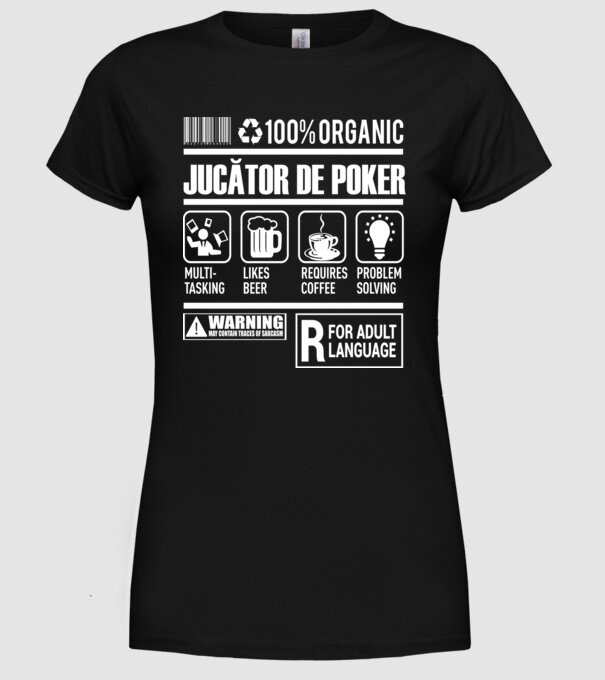 JUCĂTOR DE POKER model negru pe tricou