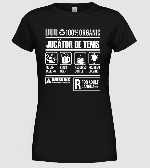 JUCĂTOR DE TENIS model negru pe tricou