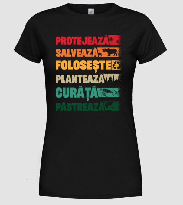 protejează salvează păstrează model negru pe tricou