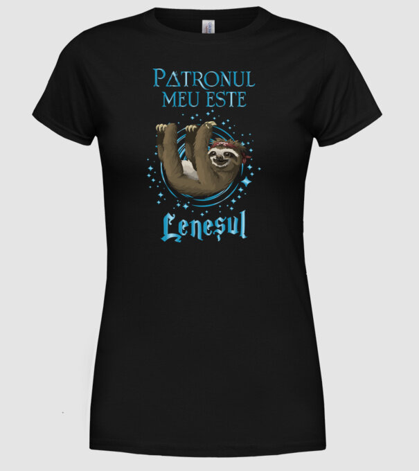 Patronul meu este LENEȘUL model negru pe tricou