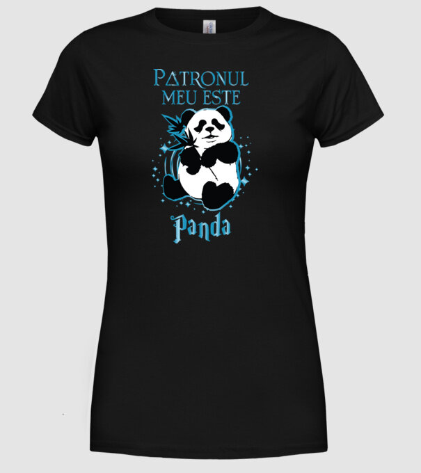 Patronul meu este PANDA model negru pe tricou