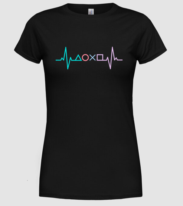 Playstation Symbols EKG model negru pe tricou