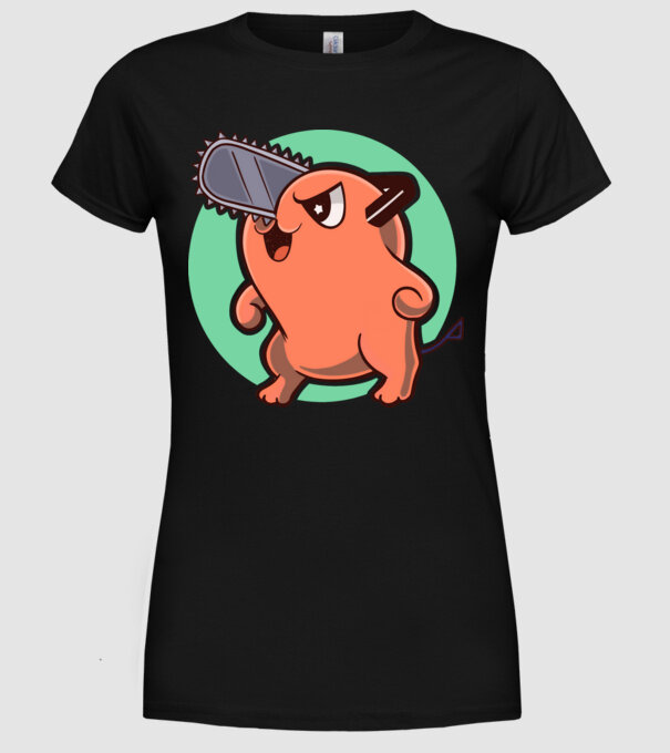 Pochita - ChainSawMan model negru pe tricou
