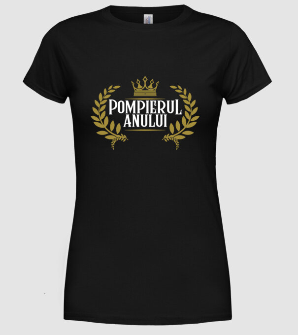 Pompierul anului model negru pe tricou