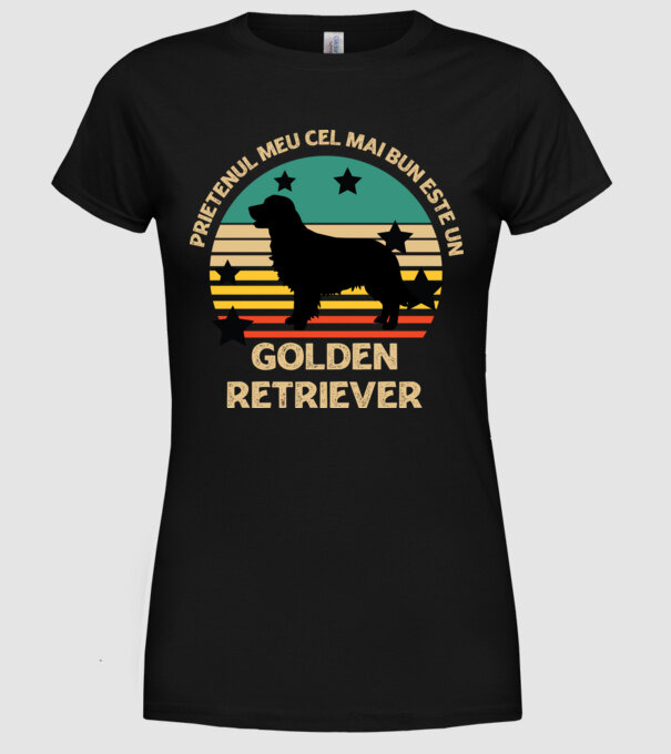 Prietenul meu cel mai bun este un golden retriever model negru pe tricou