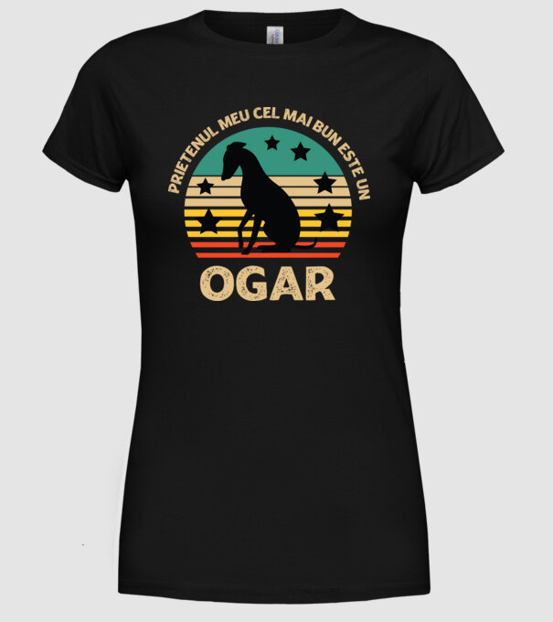 Prietenul meu cel mai bun este un ogar model negru pe tricou