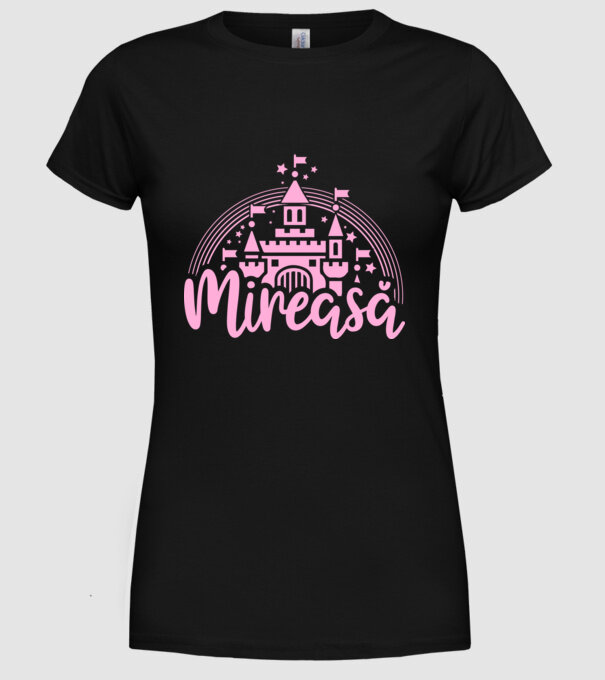 Prinţesă mireasă model negru pe tricou