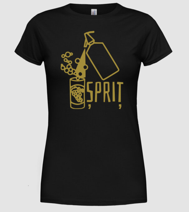 Șpriț model negru pe tricou