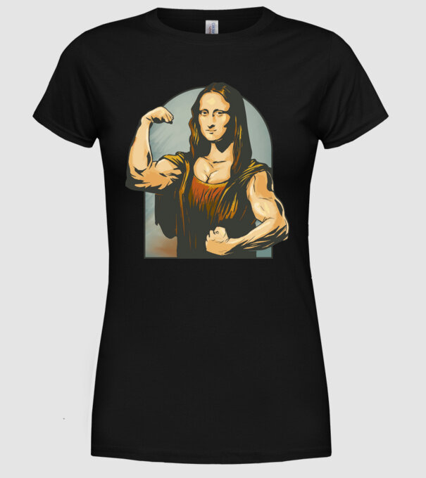Pumped Mona model negru pe tricou