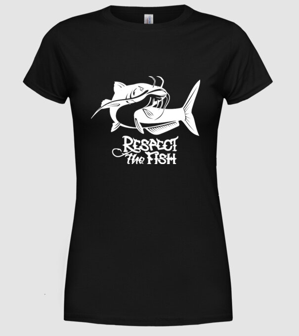 Respect the fish model negru pe tricou