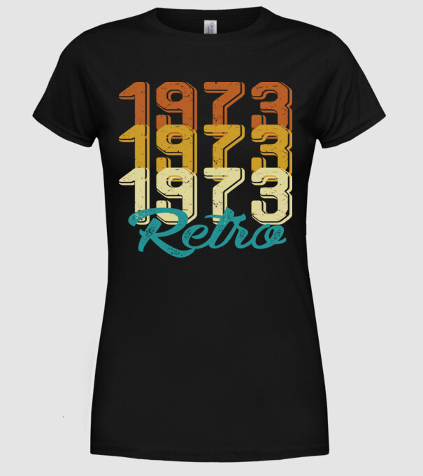 Retro 1973 model negru pe tricou