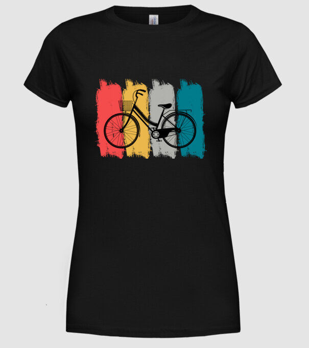 Retro city bike model negru pe tricou