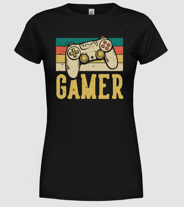 Retro gamer model negru pe tricou