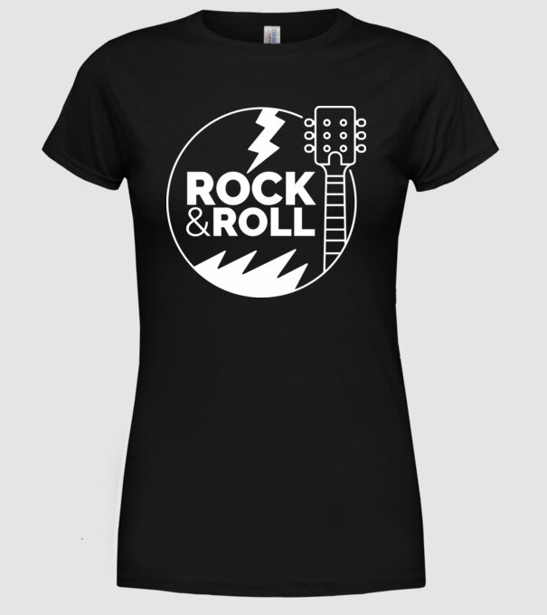 Rock n roll model negru pe tricou