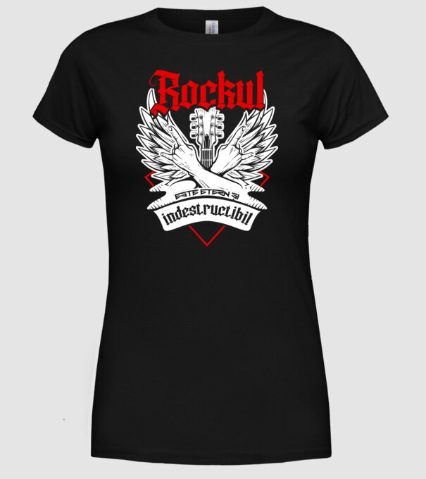 Rockul este etern și indestructibil model negru pe tricou