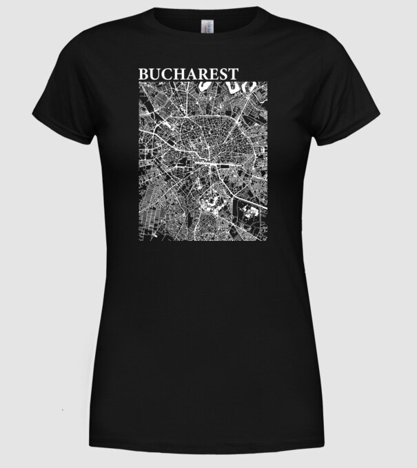 România Bucharest map model negru pe tricou