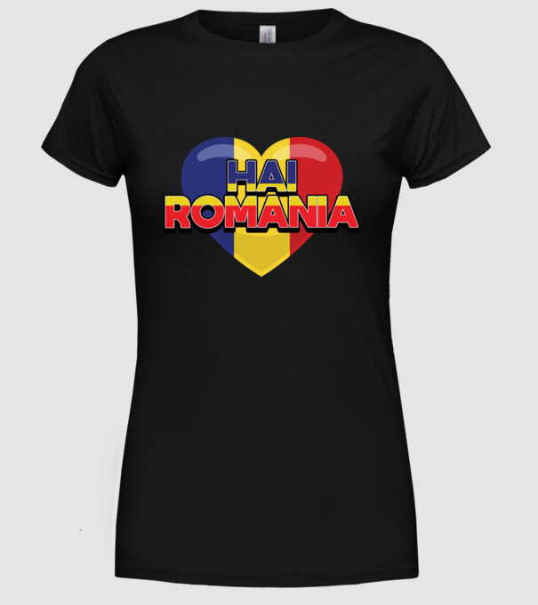 Romania heart model negru pe tricou