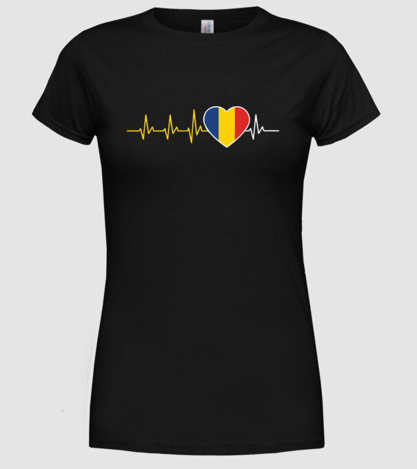 România heartbeat model negru pe tricou