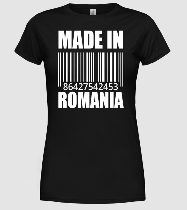 România made in model negru pe tricou