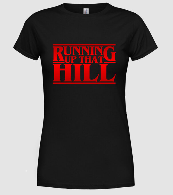 running up that hill model negru pe tricou