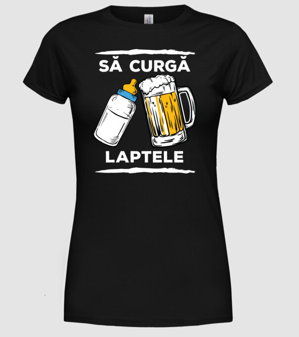 să curgă laptele! model negru pe tricou