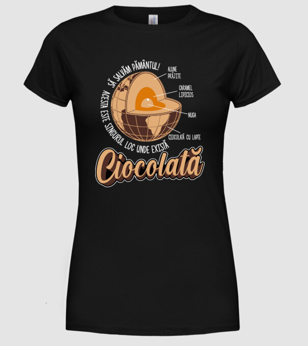 să salvăm Pământul! acesta este singurul loc unde există ciocolată - alune prăjite, caramel lipicios, nuga, ciocolată cu lapte model negru pe tricou