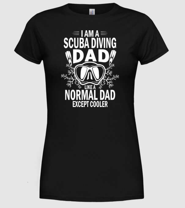 Scuba Dad model negru pe tricou