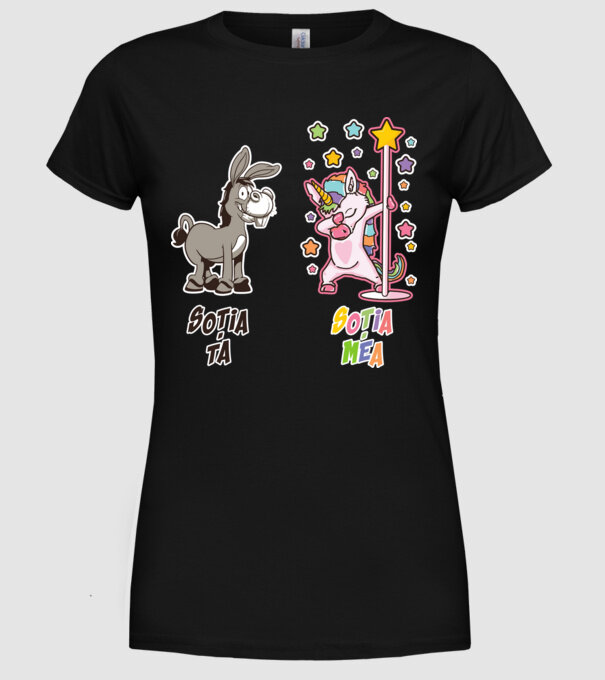 soția ta - soția mea model negru pe tricou