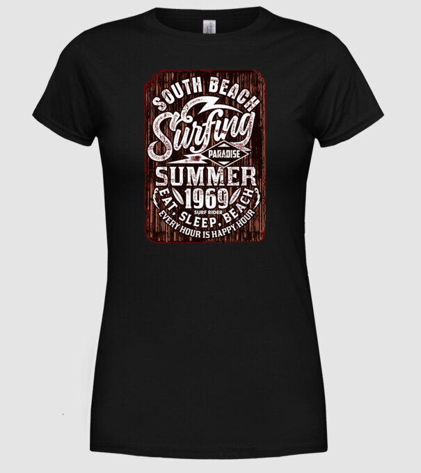 South Beach model negru pe tricou