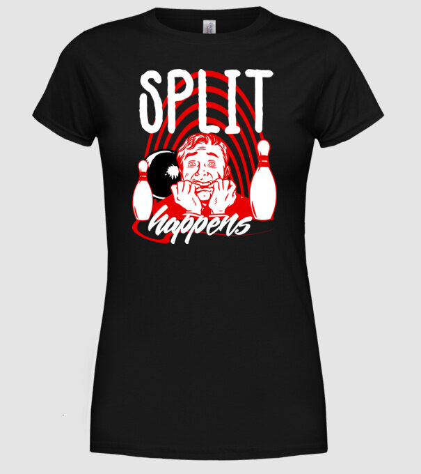 Split Happens model negru pe tricou