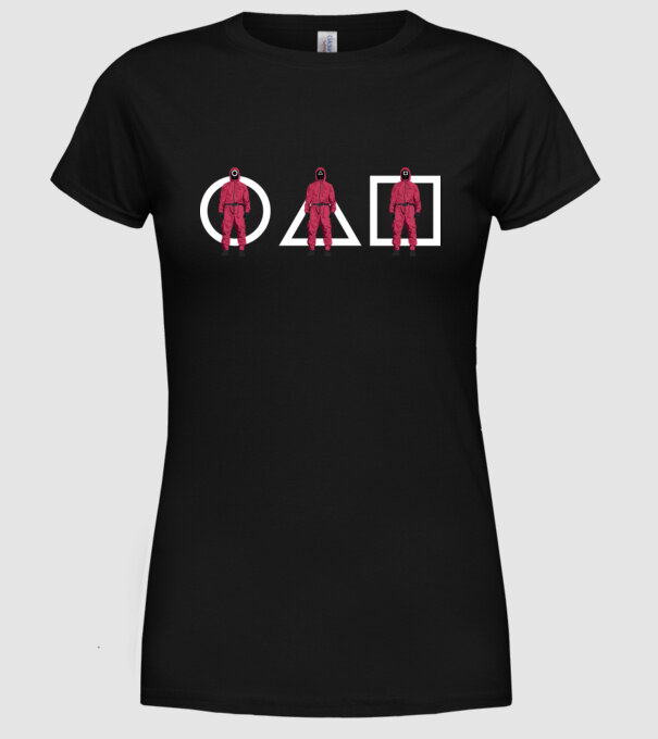 squid game characters model negru pe tricou