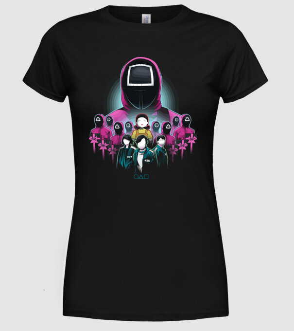 squid game crew model negru pe tricou