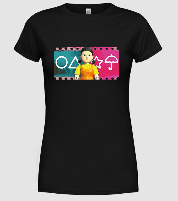 squid game drawing model negru pe tricou