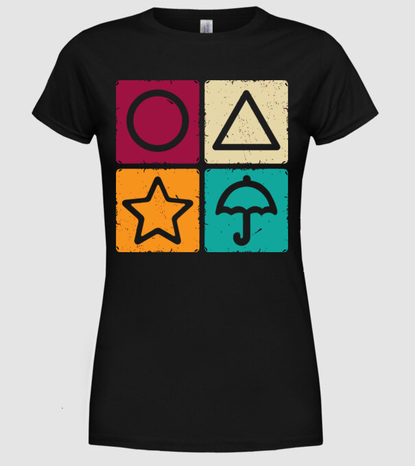 squid game motive game model negru pe tricou