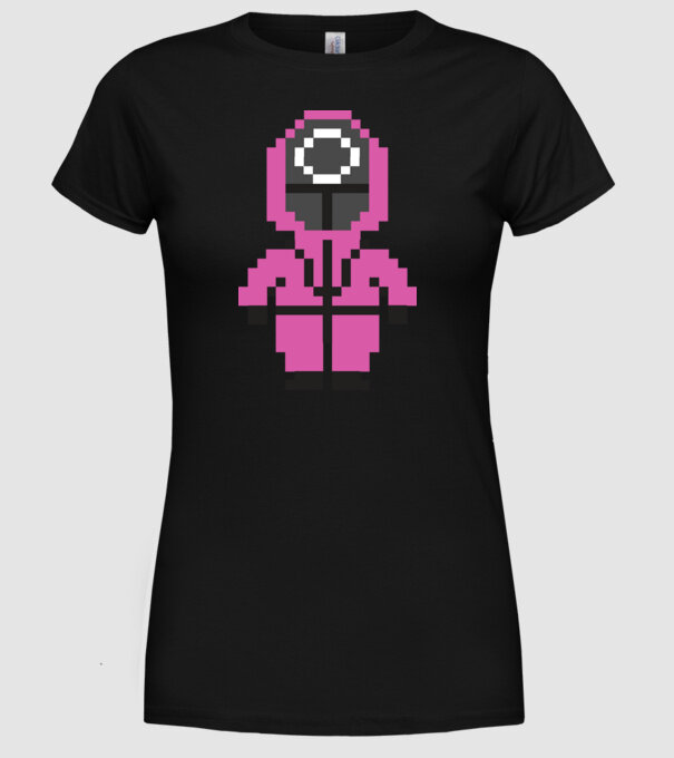 squid game pixel model negru pe tricou