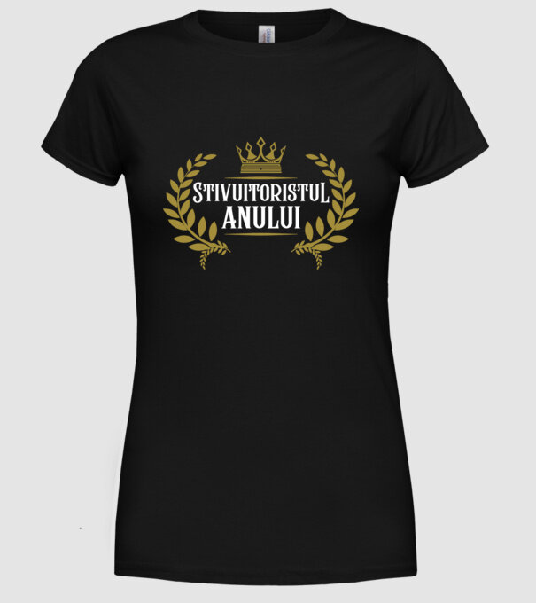 Stivuitoristul anului model negru pe tricou